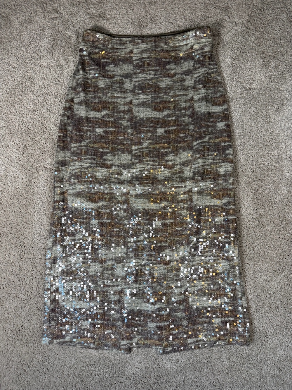 Ramy Brook Women's Alpha Skirt, Camo Sequin Midi Skirt Size 6 NWT